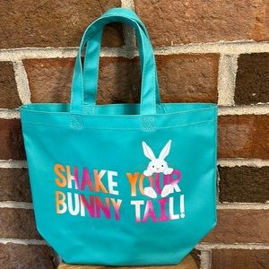 Bath & Body Works EASTER Teal Tote Bag Fluffy Tail SHAKE YOUR BUNNY TAIL 2023